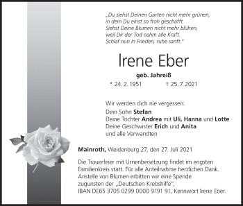 Anzeige von Irene Eber von MGO