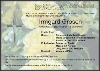 Anzeige von Irmgard Grosch von MGO