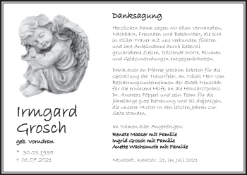 Anzeige von Irmgard Grosch von MGO
