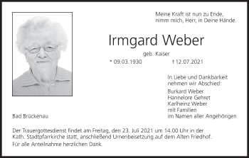 Anzeige von Irmgard Weber von MGO