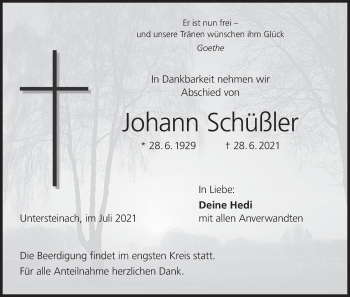 Anzeige von Johann Schüßler von MGO