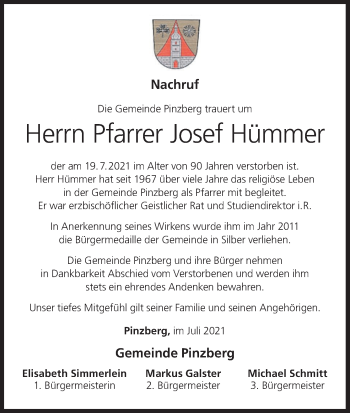 Anzeige von Josef Hümmer von MGO