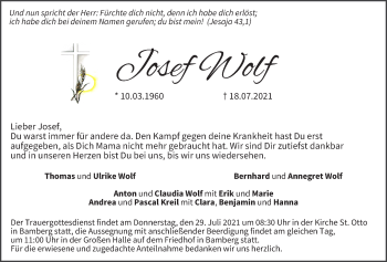 Anzeige von Josef Wolf von MGO