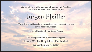 Anzeige von Jürgen Pfeiffer von MGO