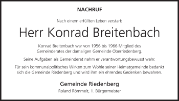 Anzeige von Konrad Breitenbach von MGO