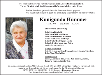 Anzeige von Kunigunda Hümmer von MGO