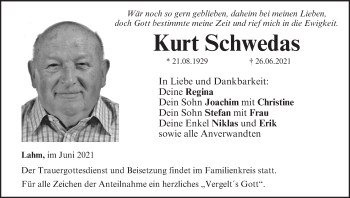 Anzeige von Kurt Schwedas von MGO