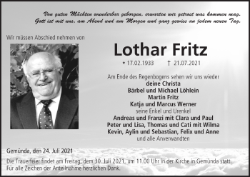 Anzeige von Lothar Fritz von MGO