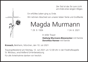 Anzeige von Magda Murmann von MGO