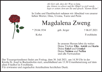 Anzeige von Magdalena Zweng von MGO