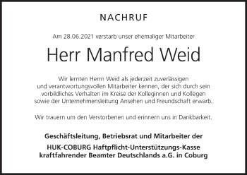 Anzeige von Manfred Weid von MGO