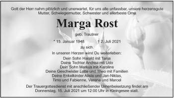 Anzeige von Marga Rost von MGO