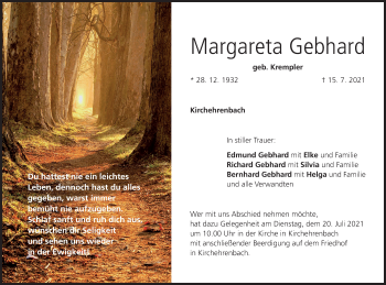 Anzeige von Margareta Gebhard von MGO