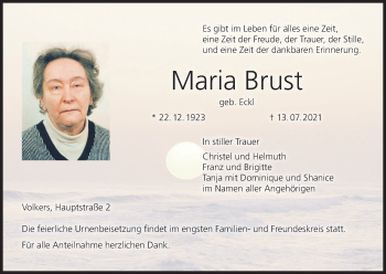 Anzeige von Maria Brust von MGO