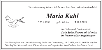 Anzeige von Maria Kahl von MGO