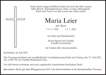 Anzeige von Maria Leier von MGO