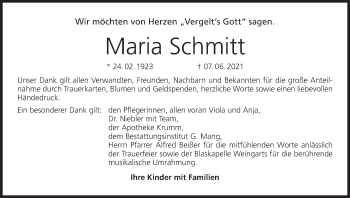 Anzeige von Maria Schmitt von MGO
