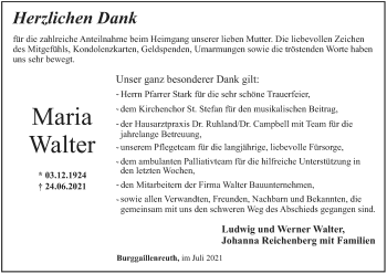 Anzeige von Maria Walter von MGO