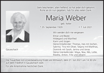 Anzeige von Maria Weber von MGO