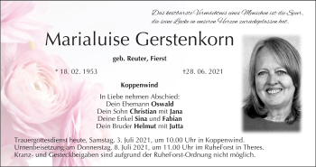 Anzeige von Marialuise Gerstenkorn von MGO