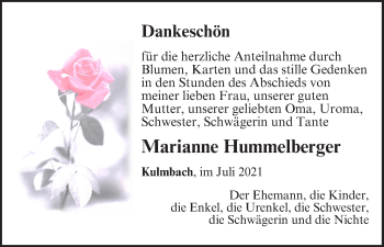 Anzeige von Marianne Hummelberger von MGO