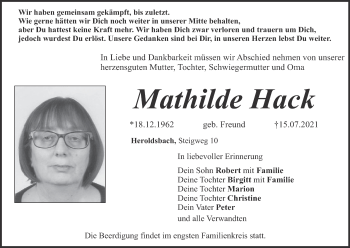 Anzeige von Mathilde Hack von MGO