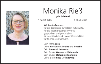 Anzeige von Monika Rieß von MGO