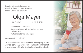 Anzeige von Olga Mayer von MGO