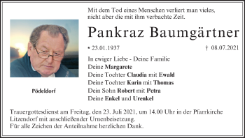 Anzeige von Pankraz Baumgärtner von MGO