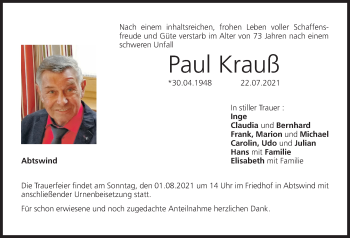 Anzeige von Paul Krauß von MGO