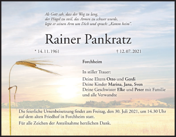Anzeige von Rainer Pankratz von MGO