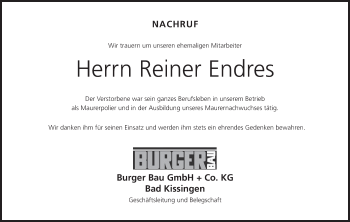 Anzeige von Reiner Endres von MGO