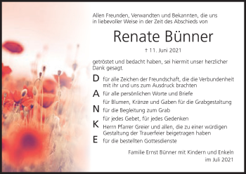Anzeige von Renate Bünner von MGO