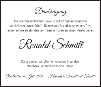Anzeige von Ronald Schmitt von MGO