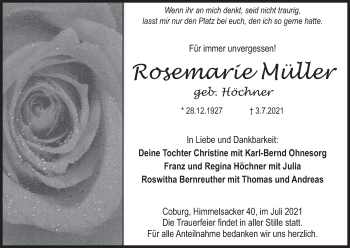 Anzeige von Rosemarie Müller von MGO
