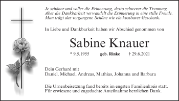 Anzeige von Sabine Knauer von MGO