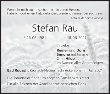 Anzeige von Stefan Rau von MGO