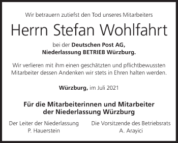 Anzeige von Stefan Wohlfahrt von MGO