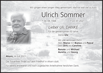 Anzeige von Ulrich Sommer von MGO