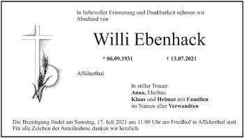 Anzeige von Willi Ebenhack von MGO
