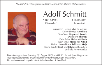 Anzeige von Adolf Schmitt von MGO