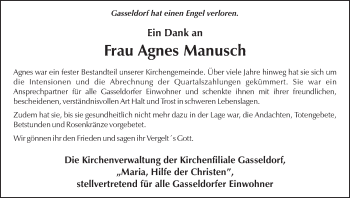 Anzeige von Agnes Manusch von MGO