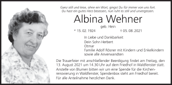 Anzeige von Albina Wehner von MGO
