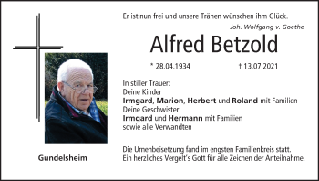 Anzeige von Alfred Betzold von MGO