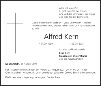 Anzeige von Alfred Kern von MGO
