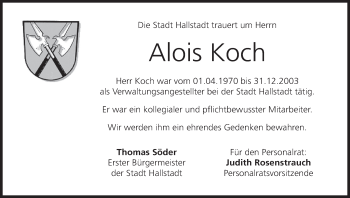 Anzeige von Alois Koch von MGO