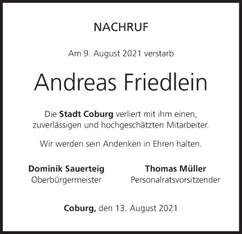 Anzeige von Andreas Friedlein von MGO