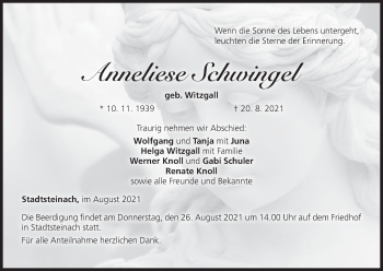 Anzeige von Anneliese Schwingel von MGO