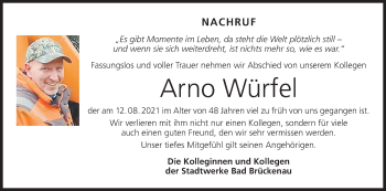 Anzeige von Arno Würfel von MGO