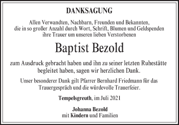 Anzeige von Baptist Bezold von MGO